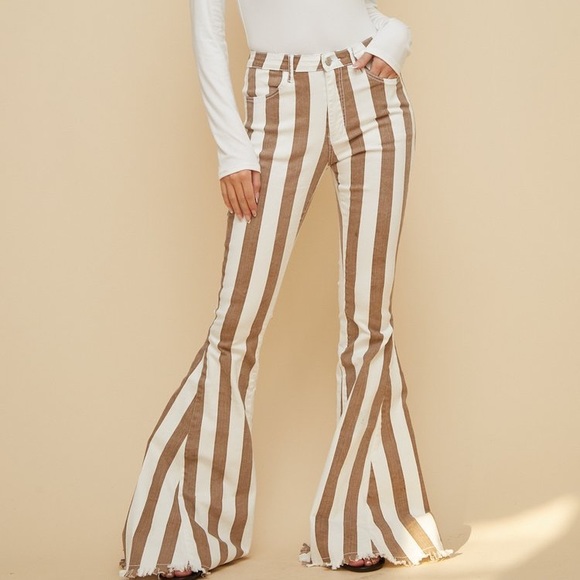 Boho Striped Denim Flares - Picture 2 of 8